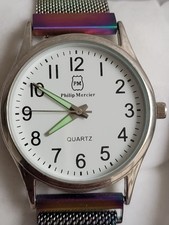 GENTS PHILIP MERCIER WATCH  TWO TONE MAGNETIC STRAP NEW RENATA BATTERY FITTED