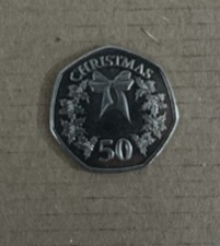 RARE 2014 UNC GIBRALTAR CHRISTMAS WREATH 50P DECIMAL COIN 