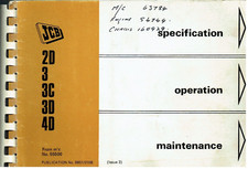 JCB 2D 3 3C 3D 4D EXCAVATORS ORIGINAL 1972 OWNERS HANDBOOK / SERVICE RECORD