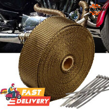 20M Titanium Gold Heat Wrap Tape Exhaust Insulating Downpipe Manifold + 10 Ties