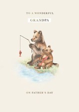 Grandpa Fathers Day Card Bear Fishing Grandad - Cute Illustrated Greeting Card