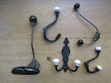 Cast iron Ceramic traditional vintage hat & coat hooks shabby chic rustic 