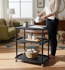 Ercol 3 Tier  Serving Table Trolley Model 458 Pitch Black Castors