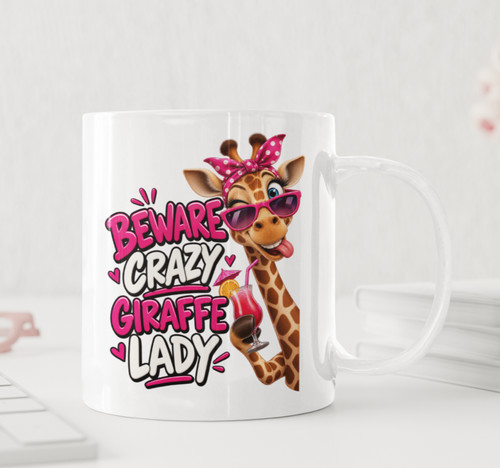 Funny giraffe mug 11oz crazy - funny,