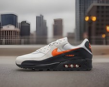 Men’s Nike Air Max 90 Shoe-Vast Grey/Anthracite/White/Safety Orange