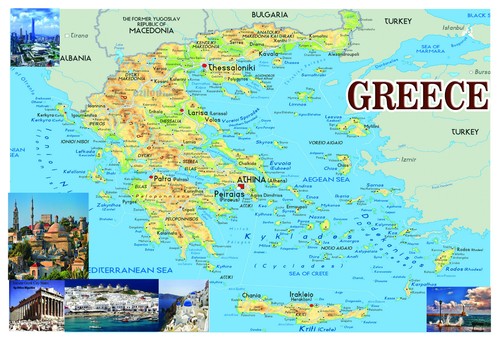 Greece map poster wall chart - poster,