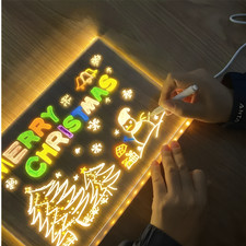 DIY Light Up Message Board Acrylic Rewritable Drawing Lamp Kids Writing Painting