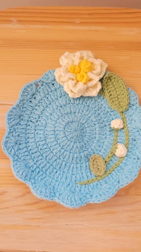 Crochet white lotus coaster - crochet,