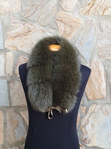 Genuine green fox fur collar - green,