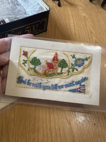 Antique ww1 embroidered silk - antique,