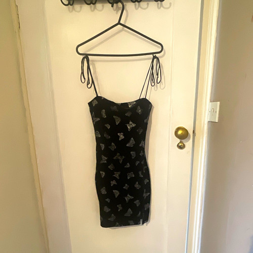 Motel black strappy bodycon - black,