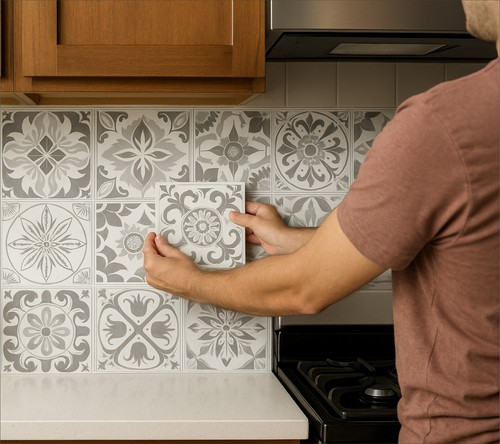 Tile stickers grey - grey, mosaic