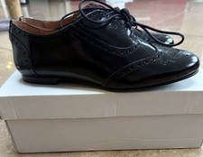 Jane Shilton Girls Black Leather Brogues Size 38 UK 5 BNIB School Shoes