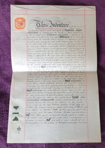1888 vellum indenture - vellum, j