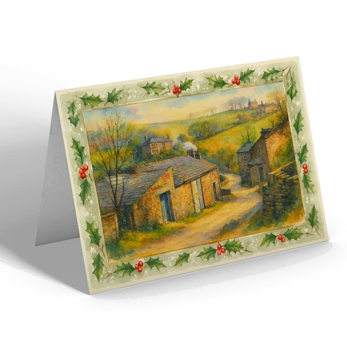 Xmas notelet corn mill - notelet,