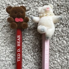 Vintage bear pencil toppers