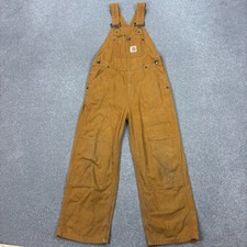 Carhartt Dungarees Kids Size 7 Tan 26x21 Overalls Bib Double Knee Duck Youth