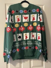 Sky River Casino Ugly Christmas Sweater Poker Chips Cards Size XL NWT