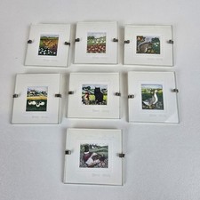 Sharon Jervis Mini Tiny Framed Prints Glass Farm Animals Cat Set Of 7 Art Work