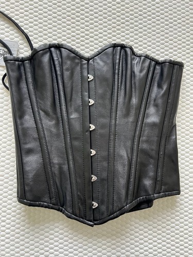 Black leather corset - leather,
