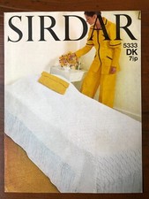 Sirdar 5333 knitting pattern vintage textured fringed bedspread & nightwear case