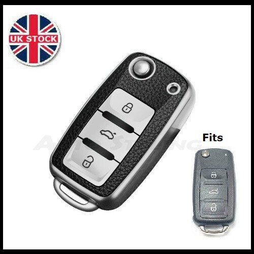 Silver leather key cover - silver,