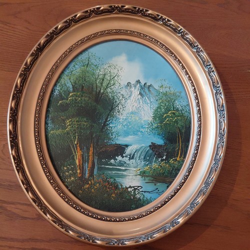 Vintage oval landscape - oval,