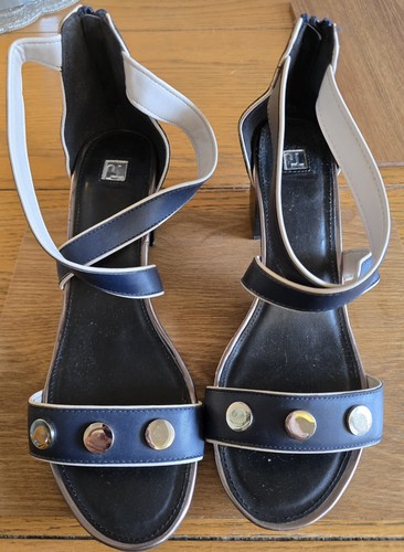 Navy blue and white sandals - tu,