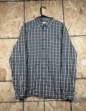 Lacoste Shirt Men Large Green/Beige Regular Fit Button Up Long Sleeve