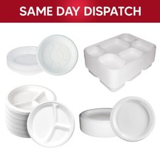 White Plastic Plates Reusable Dishes for Catering Party Beverage