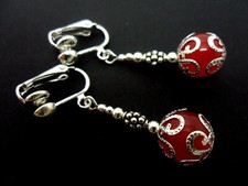 A PAIR OF DANGLY JADE CLIP ON