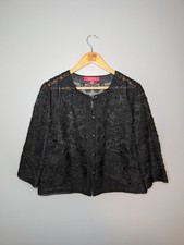 Jacques Vert Black Sheer Embellished Bolero Jacket UK 14 Occasionwear Wedding
