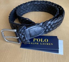 Ralph Lauren Black Braided Leather Limited Edition 405676154002 Meshed Belt Mens