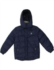 TIMBERLAND Boys Hooded Padded Jacket 7-8 Years Navy Blue Polyester BU13