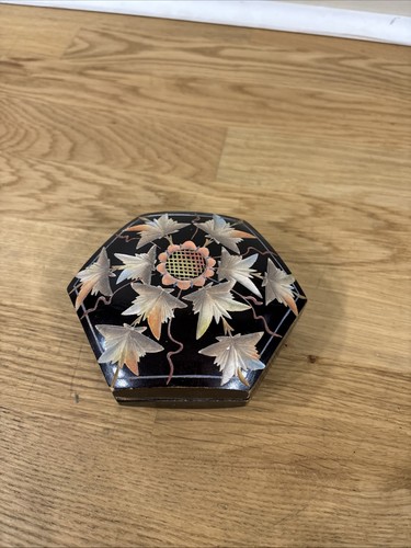 Vintage marquetry wood trinket - marquetry,
