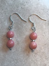 Genuine Pink Coral Earrings - 925 Sterling Silver - Gift Bag - Free P&P