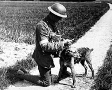 Soldier reading message from