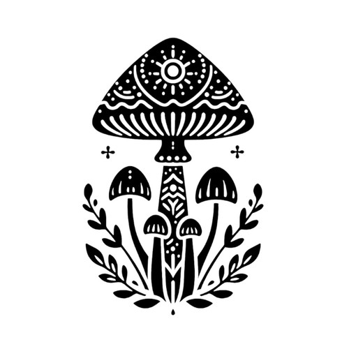 Folk art mushrooms vinyl - art,