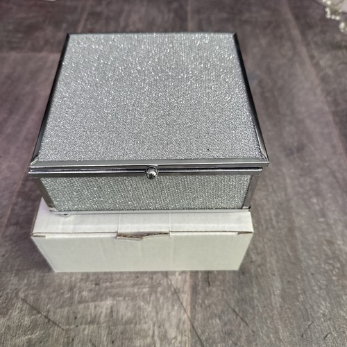 Silver glitter jewellery box - silver,