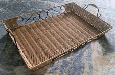 Wicker Metal Tray Basket