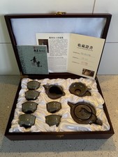 Longquan Celadon 9 piece Porcelain Tea Set + Original Wooden Box