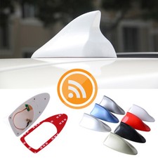 White Car Shark Fin Black Roof Antenna Aerial FM/AM Radio Signal Universal BM 1