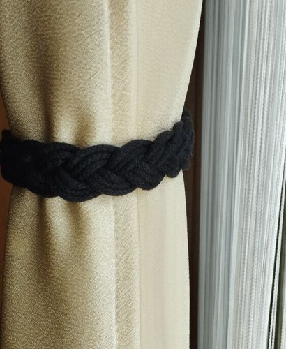 Black braided cord curtain - braided,
