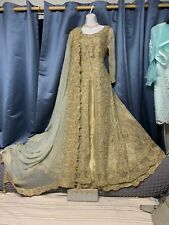 Golu Disigner,Pakistani Bridaldress Gold Embroidery On Silver Chiffonsize M S