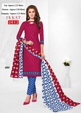 Women 100% Cotton Ikat Print Fabric, Unstitched Indian Dress Salwar Kameez Suits