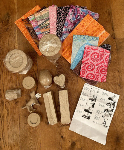 Decoupage mache pots with lids - decoupage,