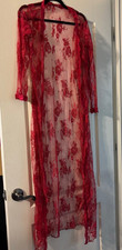 NWOT Women's Red Sexy Lace Kimono Robe and matching thong underwear SZ S