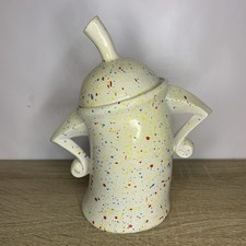 Canister With Attitude - Sassy Storage Canister - White Colourful Spots - 20cm