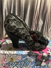 Irregular Choice Size 5 Black Glitter “Fancy That” Court Heels With Glitter Bows