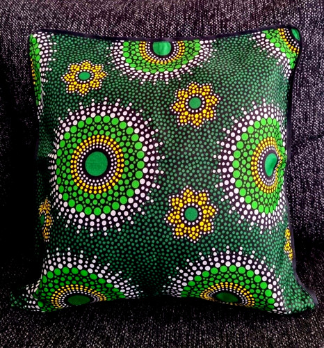 Green african print cushion - african,